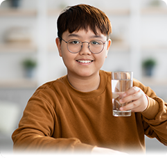 boy with a glass water